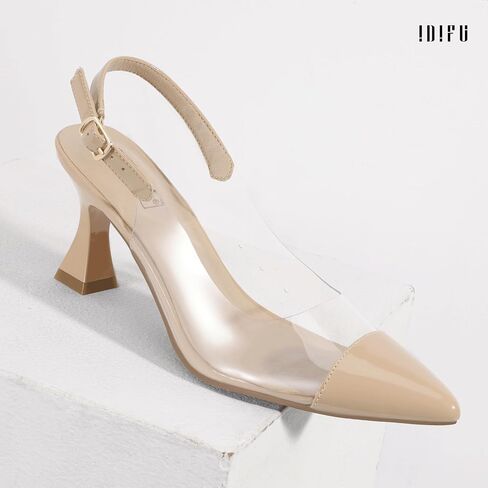 IDIFU IN3 Slingback Clear Heels Women's Pumps Closed Pointed Toe Kitten Low Short Heels Dress Shoes for Women Wedding Bridal Bridesmaid Prom Party Sexy Dressy Cute Trendy Pumps Shoes in Saudi Arabia