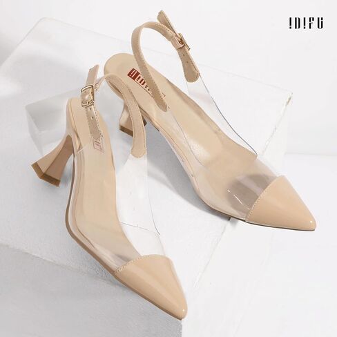 IDIFU IN3 Slingback Clear Heels Women's Pumps Closed Pointed Toe Kitten Low Short Heels Dress Shoes for Women Wedding Bridal Bridesmaid Prom Party Sexy Dressy Cute Trendy Pumps Shoes in Saudi Arabia