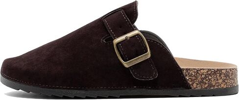 Womens Mens Suede Clogs Leather Mules with Adjustable Buckle Slip On Cork Footbed Sandals Arch Suppor Comfort Potato Shoes in Saudi Arabia