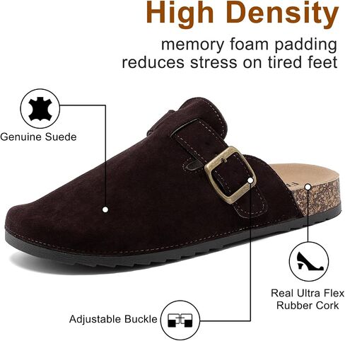 Womens Mens Suede Clogs Leather Mules with Adjustable Buckle Slip On Cork Footbed Sandals Arch Suppor Comfort Potato Shoes in Saudi Arabia
