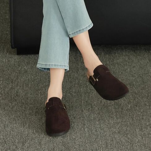 Womens Mens Suede Clogs Leather Mules with Adjustable Buckle Slip On Cork Footbed Sandals Arch Suppor Comfort Potato Shoes in Saudi Arabia