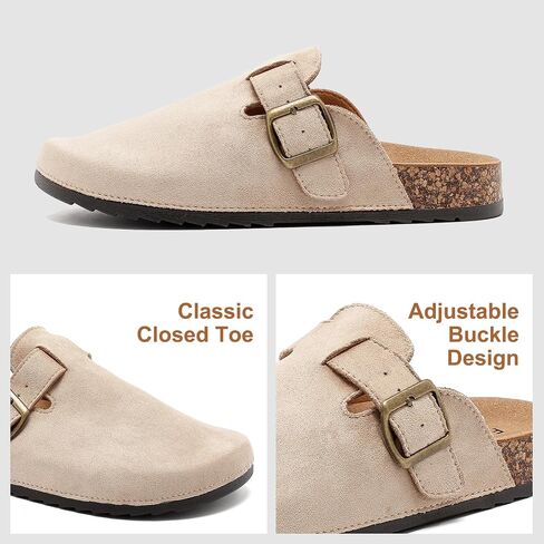 Womens Mens Suede Clogs Leather Mules with Adjustable Buckle Slip On Cork Footbed Sandals Arch Suppor Comfort Potato Shoes in Saudi Arabia