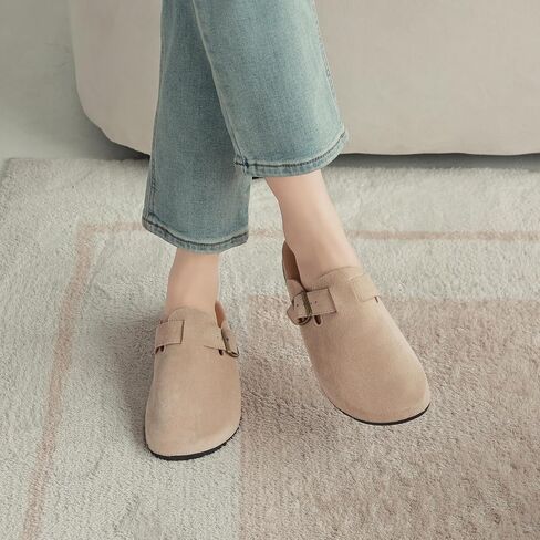 Womens Mens Suede Clogs Leather Mules with Adjustable Buckle Slip On Cork Footbed Sandals Arch Suppor Comfort Potato Shoes in Saudi Arabia