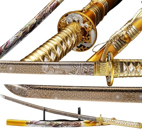Kamaiwo-1045/1060 Clay Tempering high Carbon Steel Hademade Heat Tempered Full Handmade Hand Forged Japanese Katana Authentic，Sword Real Weapons，Full Tang,Functional,Practical Sharp in Saudi Arabia