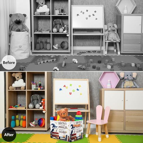 Magic Nursery Decor Baby Basket Large Blue Hat Wand Basket Owl Kid Gift Collapsible Book Shelf Clothes Basket Rectangle Toy Bin 15"x11"x9.5" in Kuwait