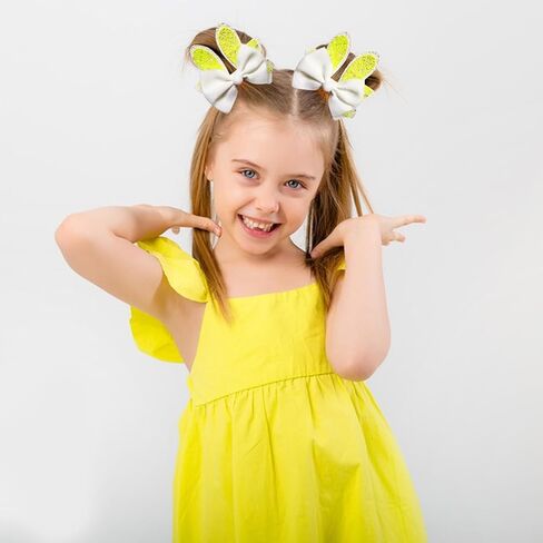 Easter Bunny Bow Clips for Girls,Alligator Clips with Shiny Sequin Ears Design Adorable Spring Hair Accessories,Pink Purple Yellow Barrettes -2Ppcs (Purple) in Kuwait