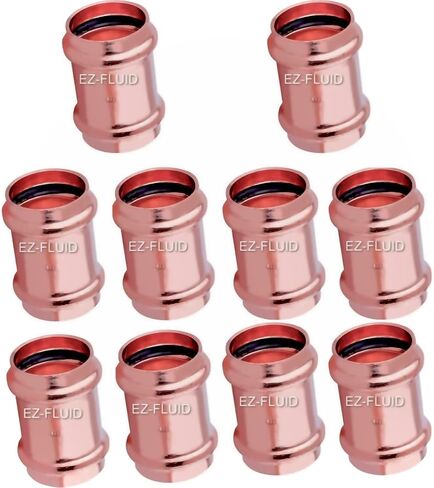 (10 قطع) EZ-FLUID Plumbing شديدة التحمل 1/2 بوصة اضغط x اضغط LF وصلة ضغط نحاسية مع تركيب نحاسي لضغط التوقف، وصلة تركيب نحاسية من ProPress NSF، معتمدة من cUPC، سكني، تجاري in Saudi Arabia