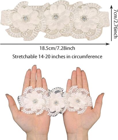 Baby Girls Lace Headband Handmade Flower Hair Band Infants Head Wrap Soft Elastic Pearl Floral Hairband for Newborn Toddler Kids Hair Accessories (White D, Adjustable) in Kuwait
