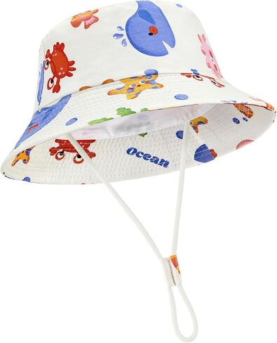 Toddler Bucket Sun Hat Boy Girls Hats Adjustable Wide Brim Kids Beach Summer Caps in Saudi Arabia