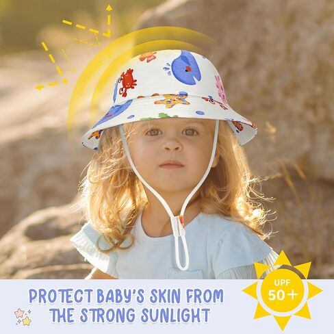 Toddler Bucket Sun Hat Boy Girls Hats Adjustable Wide Brim Kids Beach Summer Caps in Saudi Arabia