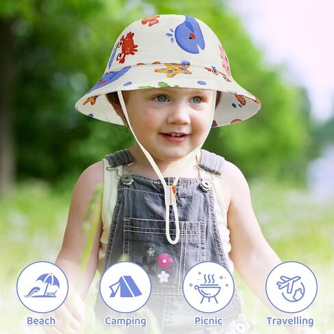 Toddler Bucket Sun Hat Boy Girls Hats Adjustable Wide Brim Kids Beach Summer Caps in Saudi Arabia