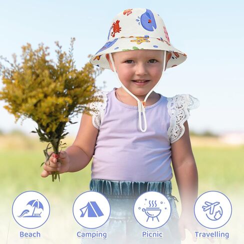 Toddler Bucket Sun Hat Boy Girls Hats Adjustable Wide Brim Kids Beach Summer Caps in Saudi Arabia