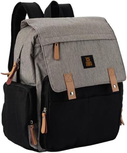 Baby Bliss Alexander Diaper Bag for New Parents - Backpack 4 Color Options, Organizational Pockets, Unisex-Babies, Diaperbag Backpack, Daily Use (Black and Grey) in Kuwait