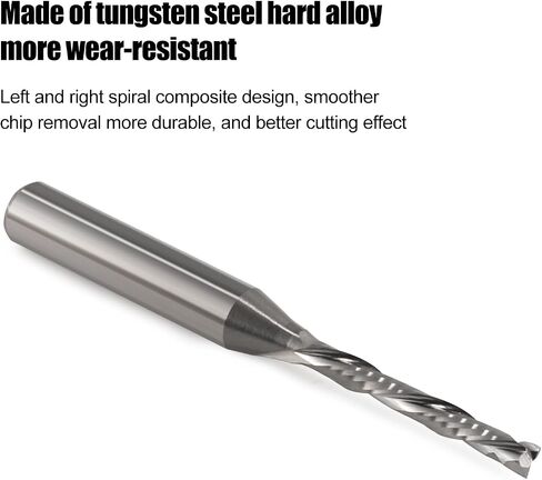 Hozly UP&Down Compression Bit 1/4 Inch Shank,1/8 Inch Cutting Dia,Carbide Spiral Router Bits CNC End Mill for Woodworking Panels (1) in Saudi Arabia