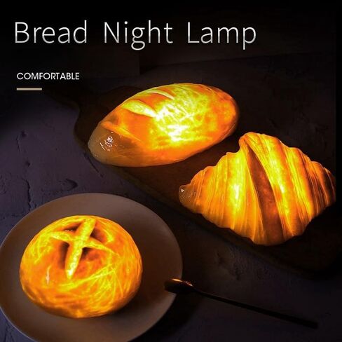 Realistic LED Bread-Shaped Night Light | Soft Glow Croissant and Bread Lamp | Decorative LED Light for Home, Nursery, and Kids' Rooms [Batteries Not Included] (Long Bread) in Saudi Arabia