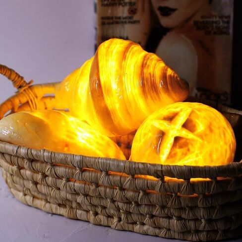 Realistic LED Bread-Shaped Night Light | Soft Glow Croissant and Bread Lamp | Decorative LED Light for Home, Nursery, and Kids' Rooms [Batteries Not Included] (Long Bread) in Saudi Arabia