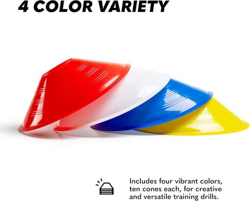 GSi Regular Soccer Cones - 40 Pack | 7Inch Diameter Cones in 4 Colors | Comes with Shoulder Strap | for Agility Training Drills in Saudi Arabia