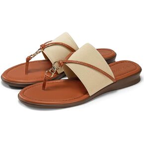 Coutgo Womens Flip Flops Wedge Sandals Dressy Beach Summer Flats Comfortable Slip on Stretch Slippers Shoes