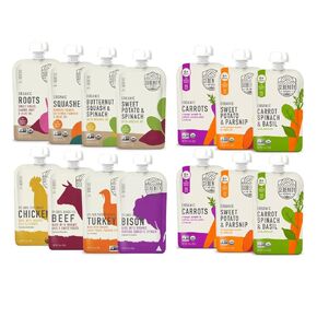 Serenity Kids 6+ Months Ethically Sourced Meats & Organic Veggies, and Garden Veggie Variety Baby Food Bundle | Meats, Veggies, and Garden Veggies Variety Pack (20 Count)