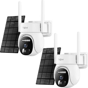 5G Security Cameras Wireless Outdoor 2 Packs, 2K Solar Cameras Outdoor Wireless, Home Security Surveillance Camera, 360° PTZ/Color Night Vision/2Way Talk/IP66 Waterproof (White-2 Packs)