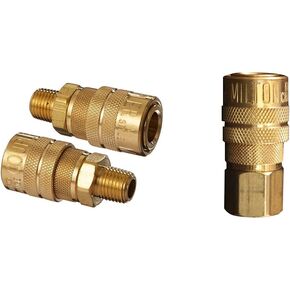 Milton 1/4" M-Style Air Coupler & Plug Kit - (S-716) Male NPT & (S-715) Female NPT Red Kwik-Change