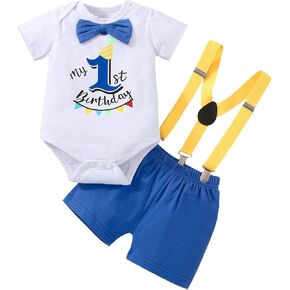 1st Birthday Outfits boy mr onederful birthday Cake Smash Clothes Set Short Sleeve Bow Tie Romper Pants Set