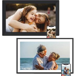 Digital Picture Frame 2 Pack, 15.6 Inch Frameo Digital Frame WiFi, 1920 * 1080 HD IPS Touch Screen Digital Photo Frame Electronic, 32GB Memory, Auto-Rotate, Share Photos/Videos, Black