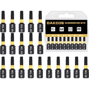 T20 Torx Bit Set, 20-Piece Premium S2 Alloy Steel 1-inch Long Screwdriver Insert Bits Hex Shank with Quick Release Slot