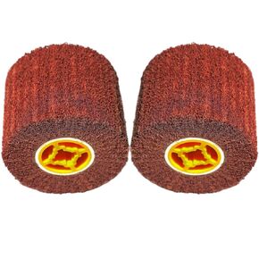 2 Pcs Burnishing Wheel 60 Grit Surface Conditioning Tool, 4.7" x 4" Abrasive Drawing Wheel Drum, for Surface Treatment and Rough Machining of Metal Products, Wood Products, Plastic Products