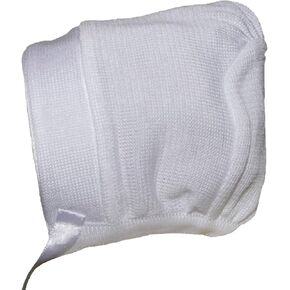 Boys White Cotton Knit Hat or Bonnet