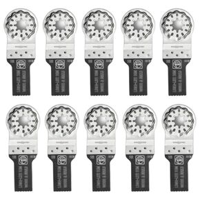 Fein Starlock E-Cut Long-Life Saw Blade - Precision Cutting for Wood, Drywall & Plastics, Bimetal with Teeth Set, Short, 3/4" Width, 1-3/8" Length, 10-Pack - 63502183290
