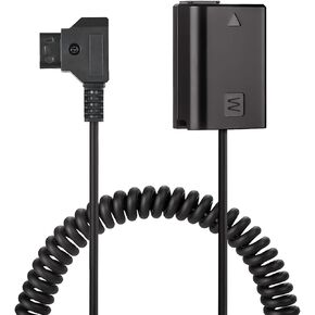 D-Tap to NP-FW50 Dummy Battery Coiled Cable,Continuous Power Supply Compatible with Sony ZV-E10,A5000, A5100, A6000, A6100, A6300, A6400, A6500, A7 II, A7R II, A7S II,NEX5 NEX7 DSC-RX10 II III IV