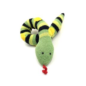 Pebble Fair Trade Trade Handmade Crochet Cotton Snakes Drattle - Apple