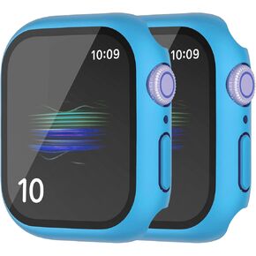 HANKN 2 Pack 40mm Clear Case for Apple Watch Series 6 5 4 SE 40mm Tempered Glass Screen Protector Case, Full Coverage Hard Shockproof Iwatch Cover Bumper (40mm, Clear+Clear)