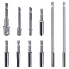 SPEEDWOX 10pcs Magnetic Extension Socket Drill Bit Holder 1/4" Hex Power Tools Magnetic Bit Holder Set 2.4 Inch Extension + 6Inch Magnetic Screwdriver Bit Holder Extension + 3Pcs Socket Adapter Set