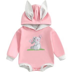 Baby Girl Easter Outfit Bunny Hoodie Carrot Suit Rabbit Ear Romper Jumpsuit Infant Spring Summer Clothes