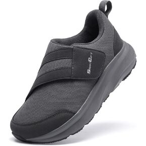 SILENTCARE Diabetic Shoes for Men Wide Toe Box Slip-on Shoes for Swollen Feet Adjustable Walking Shoes for Elderly Foot Pain Relief Neuropathy