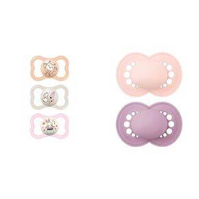 MAM Air Night & Day and Original Matte Baby Pacifiers Bundle for Sensitive Skin, 6-16 Month Girl, 5 Count