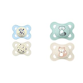 MAM Night Pacifiers 0-6 Months Glow in The Dark 2 Count & MAM Original Matte Baby Pacifier Nipple Shape 0-6 Pack of 2