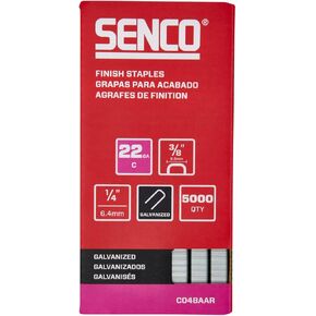 SENCO C04BAAR 1/4" 22 Gauge 3/8" Crown Finish Staples, Galvanized Finish 5,000 Count Pack