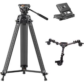 COMAN FT16LS Dual-Mode QR Plate Compatible with DJI RS Manfrotto (Q6 New Fluid Head)+ Universal Photography Tripod Dolly