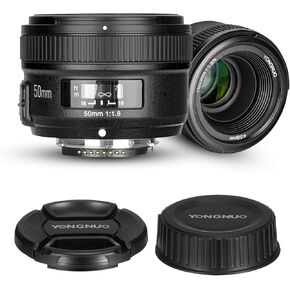 YONGNUO YN50mm F1.8N Cameras Lens for Nikon F-Mount,50mm f/1.8 Large Aperture Lens/AF MF APS-C Frame Lens, Standard Prime Lens for Nikon D3000,D3500,D5000,D80,D3X DSLR Cameras
