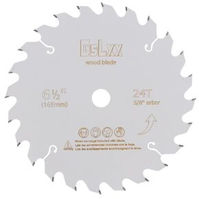 6 1/2 Circular Saw Blade, 24 ATB Teeth with 5/8" Arbor Wood Cutting Framing Saw Blade for Plywood, MDF, OSB, Laminated, 1Pack