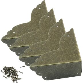 8 PCS Furniture Triangle Corner Protector 2.8"x2.8"x1"(LxWxH) Antique Bronze Metal Corner Guards Trim Decorative with Screws for Storage Box Cabinet Wooden Chest etc