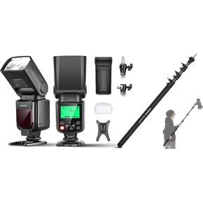 NEEWER NW635II-S TTL Camera Flash Speedlite with Soft Diffuser, Compatible with Sony A9 II A9 A7R V A7R IV A7 IV A7R III A7S III A1 A6600 A6500 A6100 A6000 A99 A350, MS-240AC 7.9ft Boom Pole Included