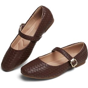 Mary Jane Shoes Women Flats Ballet Flats with Strap Square Toe Buckle MaryJanes for Women Dressy Comfortable