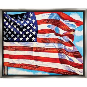 Stupell Industries Windblown American Flag Framed Floater Canvas Wall Art by Julia McGrath