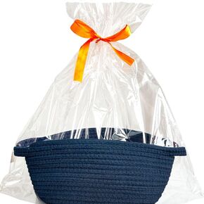 Small Woven Easter Gift Basket with Handles, 12 x 8 x 5 inches, Rope Basket Organizer with Gift Bags and Ribbons (Red)