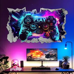 3D Game Wall Scals: ملصقات جدار غرفة ألعاب لعشاق اللعبة ، ألعاب وحدة التحكم في الفيديو ، ورق الجدران لالتقاط المراهقين الأولاد أطفال غرفة نوم ديكور ديكور هدية الحضانة