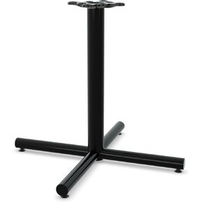 Endurex Cafe Table Base, Single Column X-Base, 36" x 36" Base, 3" Diameter Column, 2" Diameter Feet Perfect for Restaurants, Coffee Shops, Lounge Areas, Metallic Silver | Dining Height